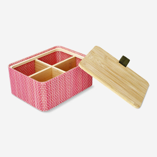 Bamboo storage box with compartments
