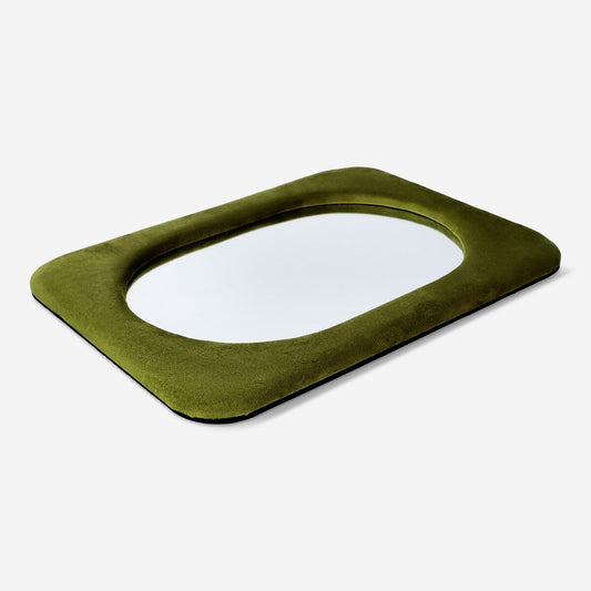 Mirror with green fabric frame